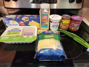 Mexican Lasagna mes las ingredients